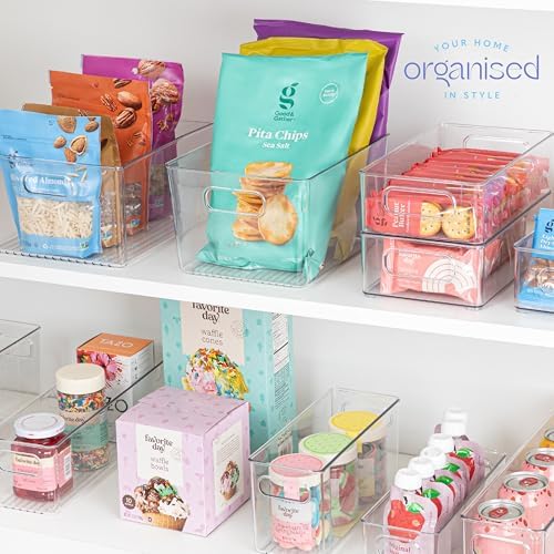 Plastic Food Storage 2 Pack Clear Container Bin with Handles for