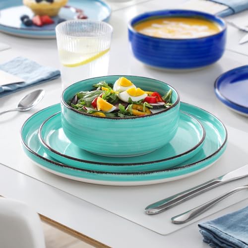 vancasso Bonita Blue Dinnerware Sets, Plates and Bowls Set for