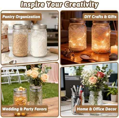STARSIDE 32 oz Wide Mouth Mason Jars, 12-Pack
