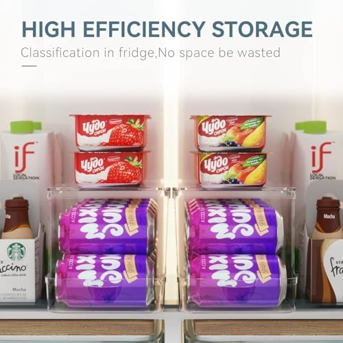 theaoo Soda Can Dispenser for Refrigerator with Lids, Stackable