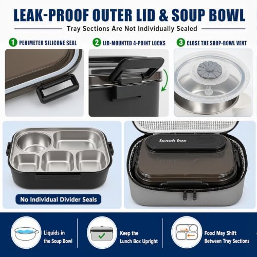 XXXMDXW Stainless Steel Lunch Box Set with Soup Bowl and Bag