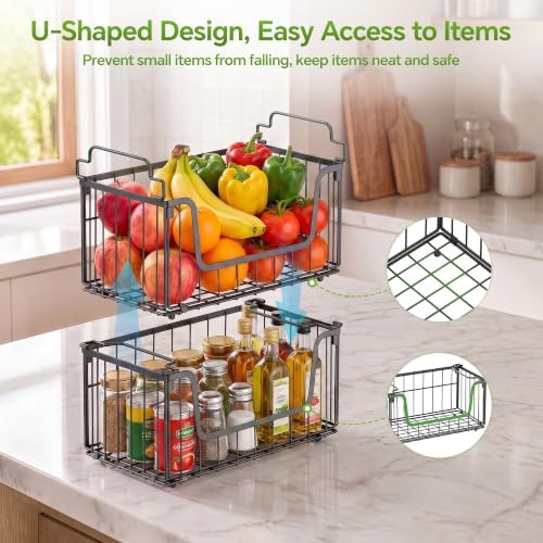 4 Pack Foldable Wire Storage Baskets