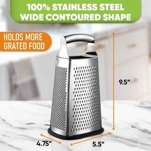 Spring Chef Professional Box Grater, Large & Premium Handheld Zester