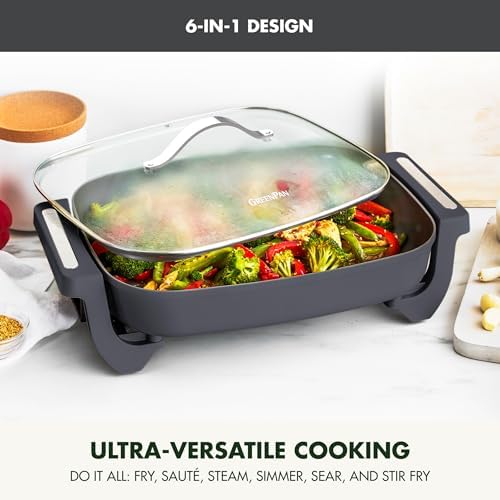 GreenPan Advanced 12” X 15” Electric Skillet with Lid, 7QT Capacity