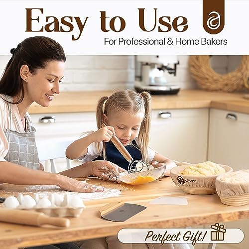 ABIOTO Sourdough Bread Proofing Baskets and Baking Supplies - 14-Piece