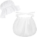 Tucnoeu 2pcs White Mob Cap Half Apron Halloween Colonial Costume Set Women by Unknown