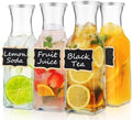 Glass Carafe with Lid, 4Pcs Square Glass Carafe Juice Containers
