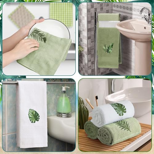 SmoothNovelty 3 Pcs Fingertip Towels for Bathroom Ocean Embroidered