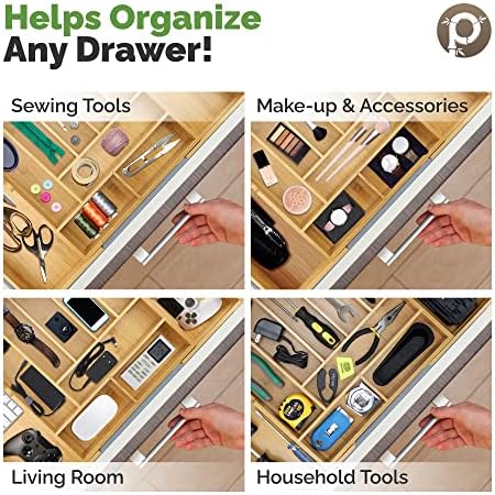 Pristine Bamboo Silverware Organizer - Expandable Kitchen Drawer