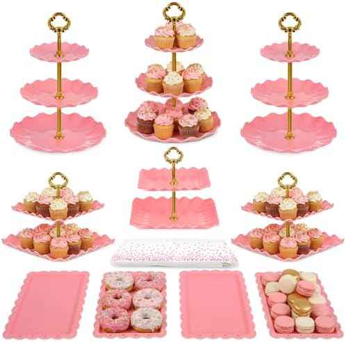 Pack of 11 NWK Cake Stand Set of Cupcake Stand, Tray & Table Cloth