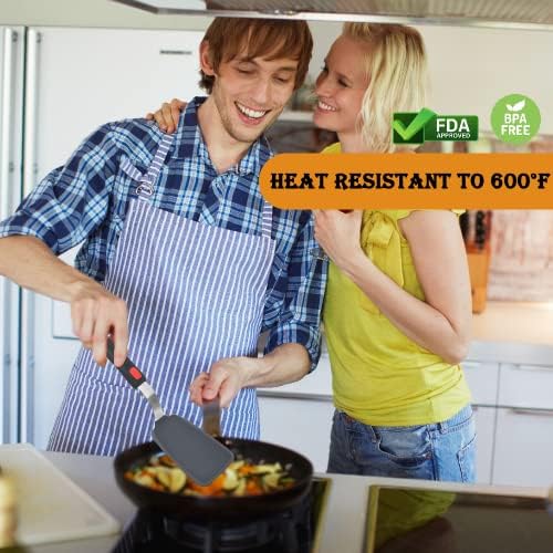 Silicone Spatula Turner Set of 2, 600°F Heat Resistant Cooking