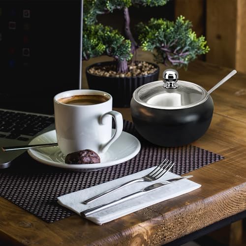 Sugar Bowl with Lid and Spoon, 12oz Sugar Cube Holder, Ghee Pot, Salt