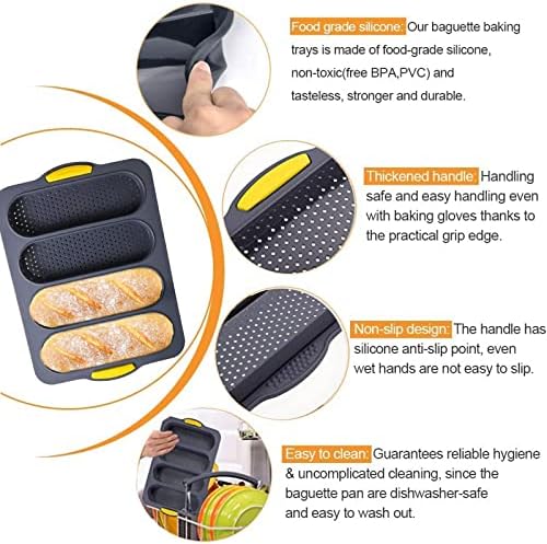 MUJUZE Silicone Sub Roll Baking Pan,Bread Loaf Pan,Sub Roll Mold With