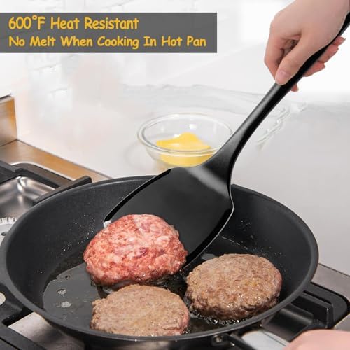 Vovoly Silicone Spatula Set,600°F Heat Resistant Solid Turner, 2Pc