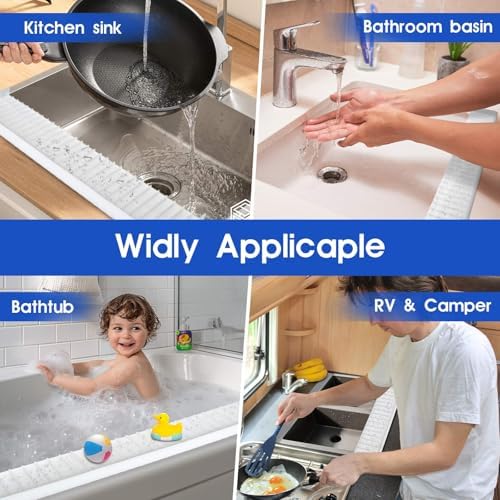 Snuggery 30"x4" Silicone Sink Edge Protector&Splash Guard with Suction