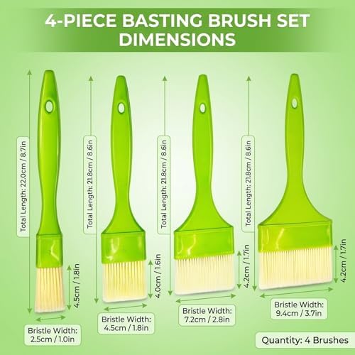 4 Piece Basting Brush Set, Bristle Basting Brushes, Kitchen Brushes