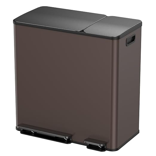 Lovewind Double Trash Can Kitchen, 13+5.5 Gallon Stainless Steel Dual Trash and by LOVEWIND