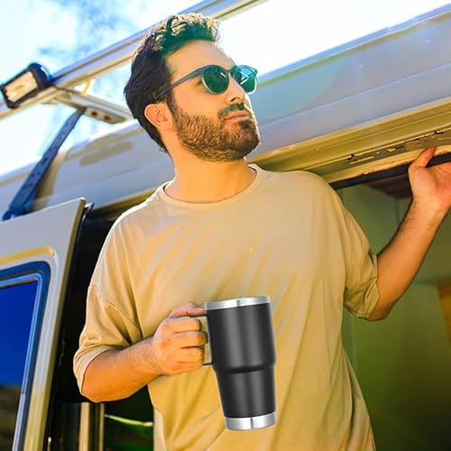 VEGOND 20 oz Tumbler with Handle Lid and Straw, Stainless Steel