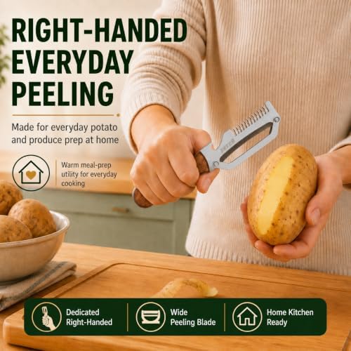 Vegetable Peeler With Wooden Handle, Stainless Steel Wide Blade Potato