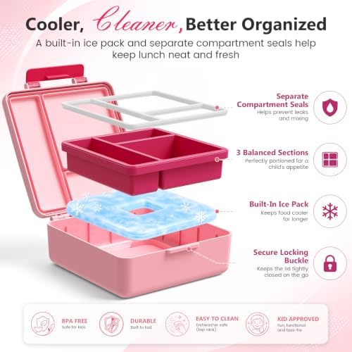 Pawtong Lunch Box Set with Bento Box Container, 17OZ Stainless Steel