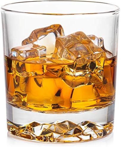Whiskey Glasses Set of 4 with Brilliant Mountain Imprint | Bar Glasses