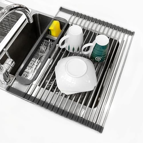 Roll Up Dish Drying Rack Over The Sink, 304 Stainless Stee Dish