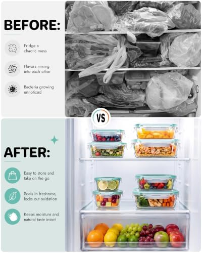 10-Pack Borosilicate Glass Food Storage Containers with Airtight Lids