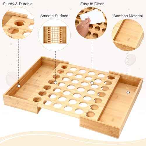 SiliFine Expandable Cup Drawer Organizer, Bamboo Coffee Pod Drawer Storage