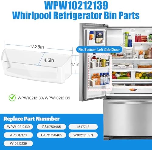 WPW10212139 Refrigerator Door Bin Shelf for Whirlpool Fridge Door