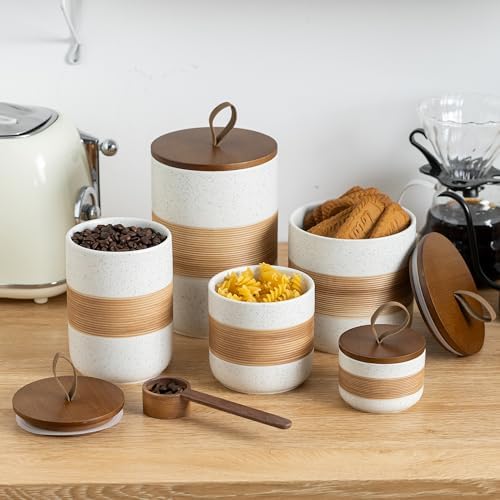 Miamolo Ceramic Jar with Lid, Coffee Canister for Kitchen Countertop