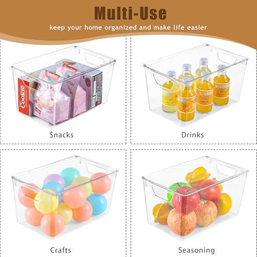 Freebat 6 Pack Clear Storage Bins with Lids, 7 Quart