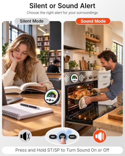 Digital Magnetic Kitchen Timer, Rechargeable, Loud Alarm