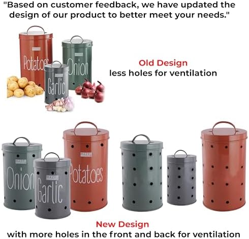 HAZEL Onion Potato Garlic Storage Container Set of 3 | Galvanized