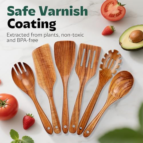 AIUHI 6-Piece Wooden Cooking Utensil Set