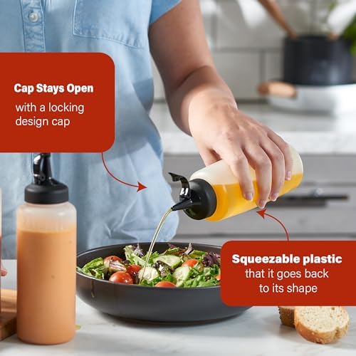 6 Pack Condiment Squeeze Bottles - 8 Oz Squirt Bottles with Leak Proof