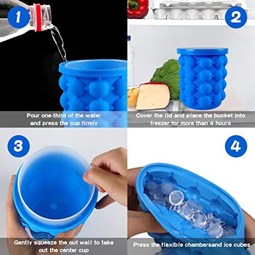 Aoutrow Ice Cube Mold, Silicone Ice Bucket Ice Cup with Lid (2 in 1)