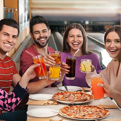 [12 Pack] Glass Cups with Glass Straws, 12oz Highball & Rock Drinking