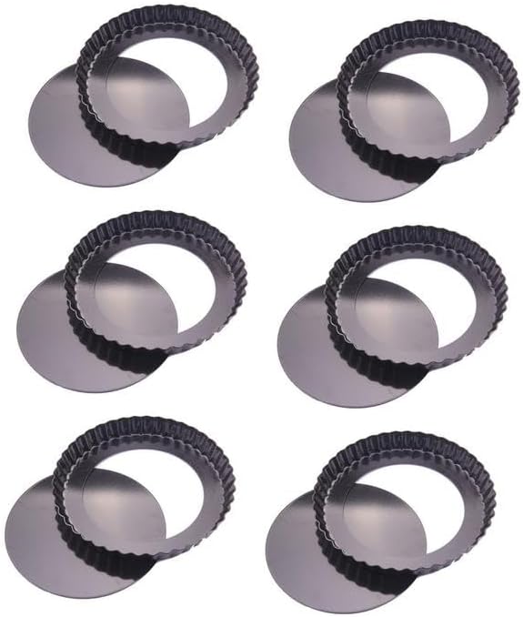 Pie Tart Pans 5 inch Set of 6 with Removable Bottom Non-stick Round