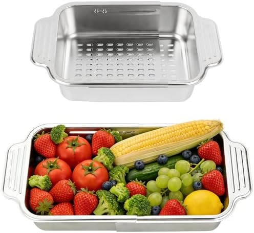 4 In 1 Collapsible 304 Stainless Steel Over-Sink Colander