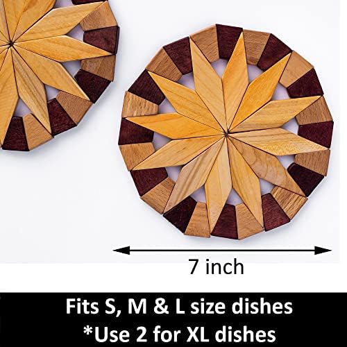 ECOSALL 2 Natural Wood Trivets for Hot Dishes, Table & Counter