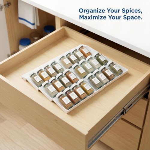 Spice Drawer Organizer, 4-Tier Spice Rack for Drawer Fits 11.8-22.8 in