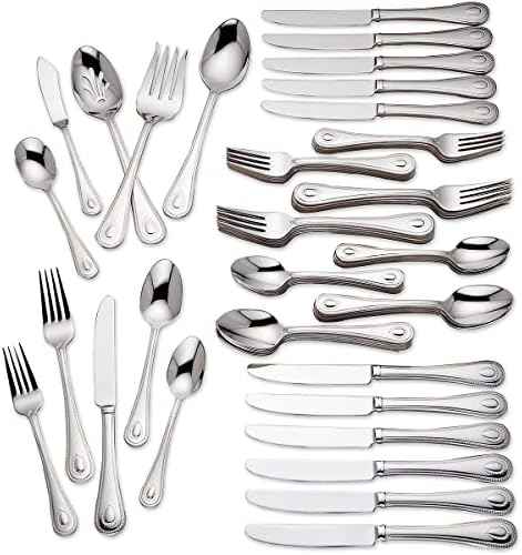 Lenox French Perle 65-Piece 18/10 Silverware Set for 12, Flatware