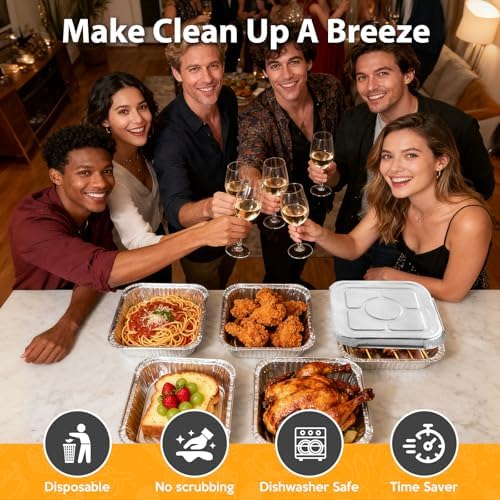 8"x8" Disposable Aluminum Foil Pans with lid - 20 Pack Square Baking