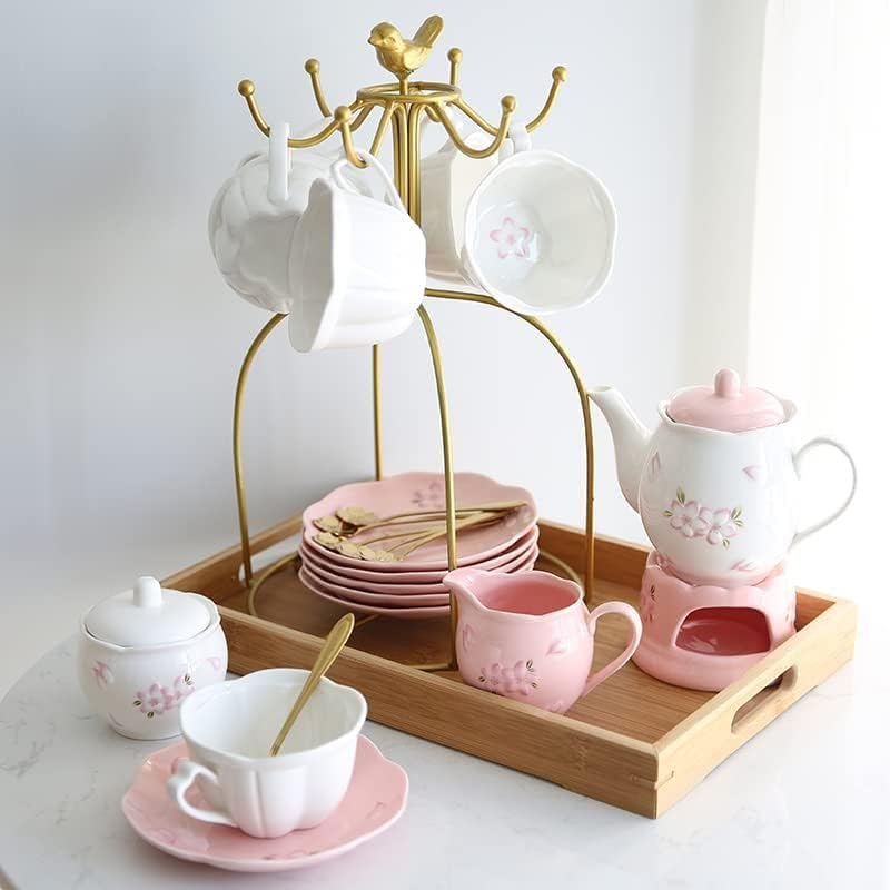 Ceramic Relief Sakura Creamer Pitcher Sugar Bowl Set,Coffee Serving