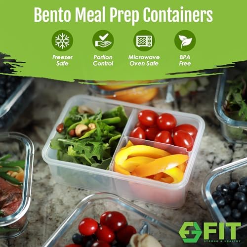 Bento Box for Kids & Adults, 3 Pack, Clear, 39 oz