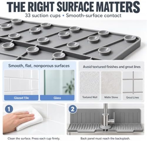 Silicone Faucet Mat for Kitchen Sink, Self Draining Splash Guard
