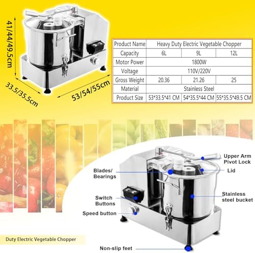 Stainless Steel Electric Vegetable Chopper, 1800W, 12L
