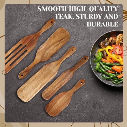 5-Piece Natural Teak Wood Spatula Set