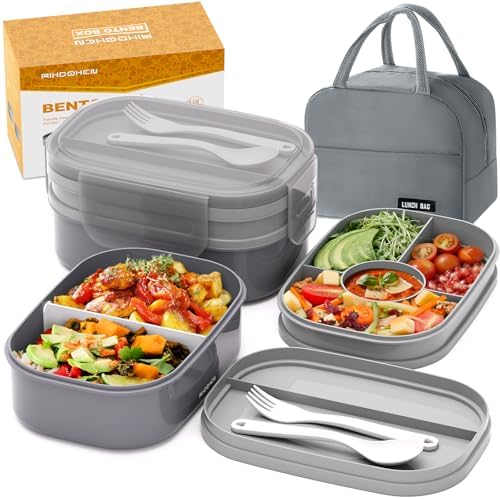 RIKDOKEN Bento Lunch Box, Stackable 2 Layers Containers with