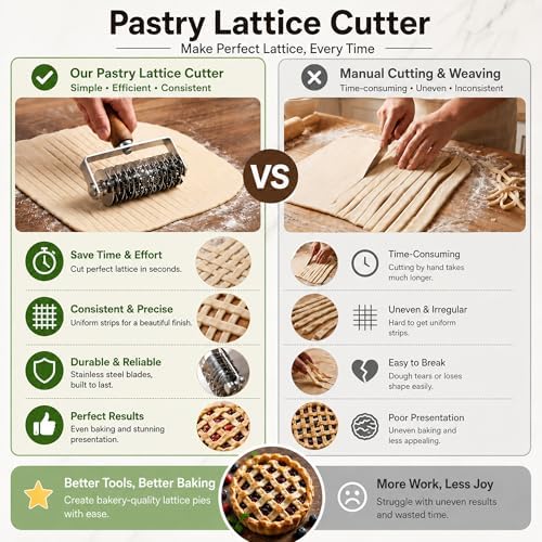 Pastry Lattice Roller Cutter, Stainless Steel Multi-Wheel Dough Cutter